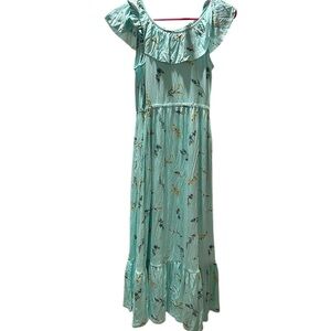 Bailey Rose Floral Ruffle Kids Dress - Green